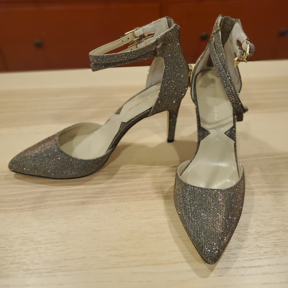 Adrienne Vittadini sparkly heels with ankle strap